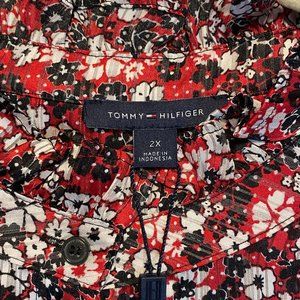 Tommy HIlfiger Printed Ruffled Button Front Top